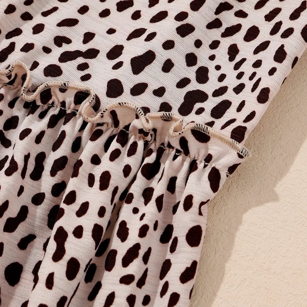 Leopard Animal Print Tiered Long Sleeve Dress - Picture 9 of 12